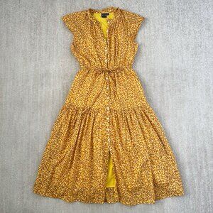 Gap Yellow Floral Cotton Ruffle Summer Resort Dress XS Petite